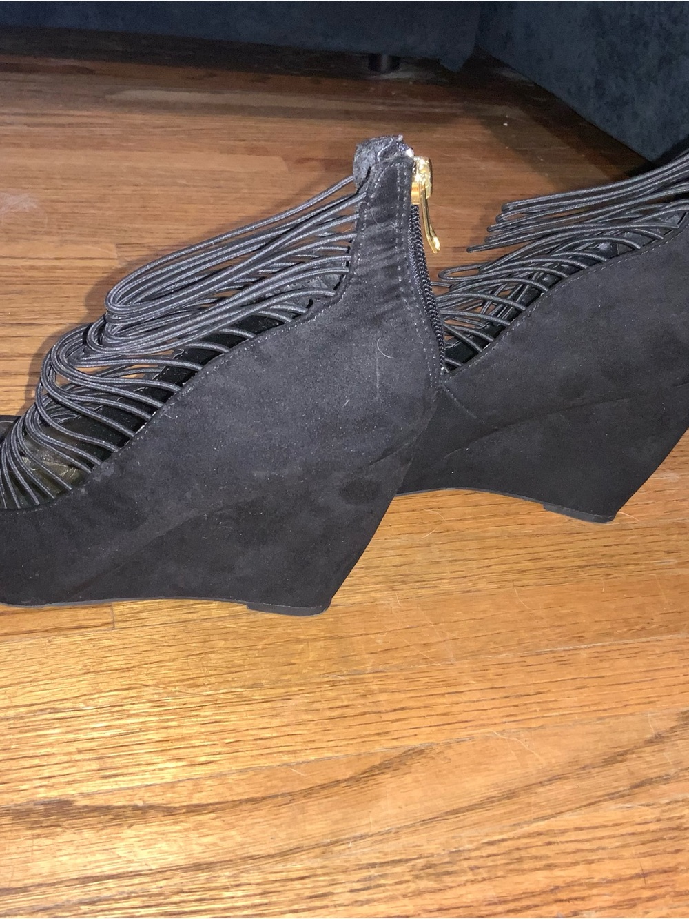 Zigi Soho Black Strappy Wedge Booties
